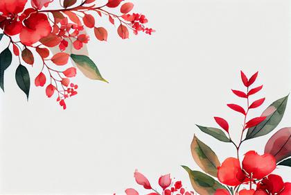 Free Download Watercolor Red Flower Card Background
