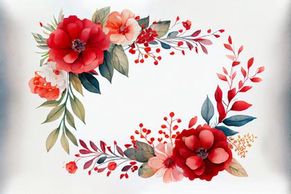 Free Download Watercolor Red Flower Card Background