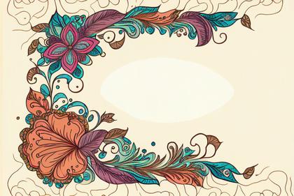 Hand Drawn Colorful Flower Frame Image