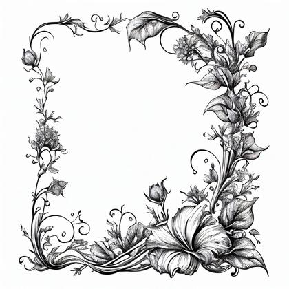 Hand Drawn Flower Frame