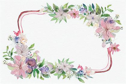 Watercolor Flower Frame