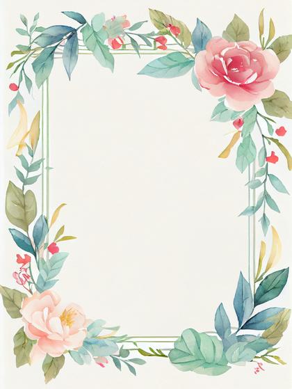 Watercolor Flower Frame Design
