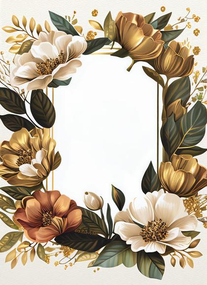 Gold Flower Frame Design