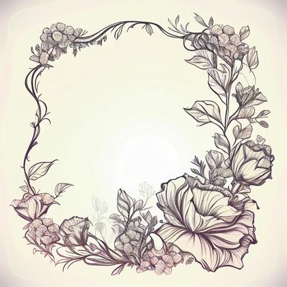 Hand Drawn Vintage Flower Frame Design