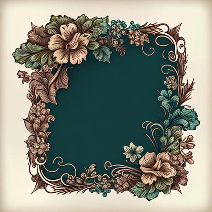 Hand Drawn Vintage Flower Frame