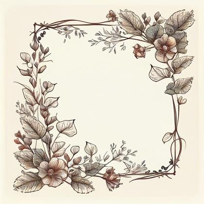 Hand Drawn Vintage Flower Frame Image