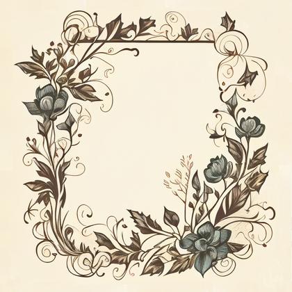 Hand Drawn Vintage Flower Frame Image