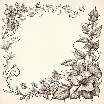 Hand Drawn Vintage Flower Frame Design