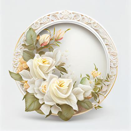 White Flower Circle Frame Image