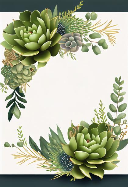 Succulent Wedding Invitation Card