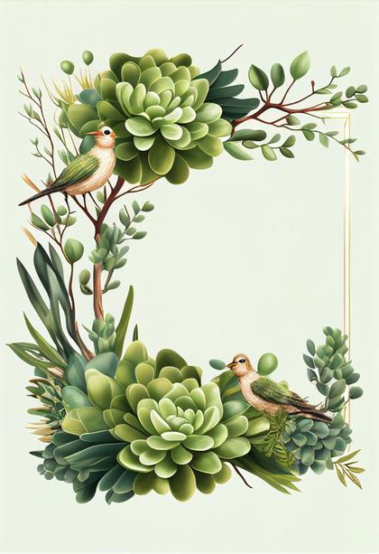 Succulent Wedding Invitation Card