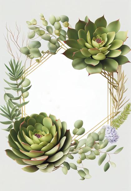 Succulent Wedding Invitation Card