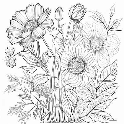 Flower Line Drawing Coloring Page