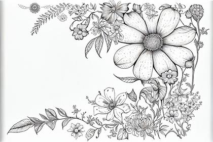 Flower Line Drawing Coloring Page