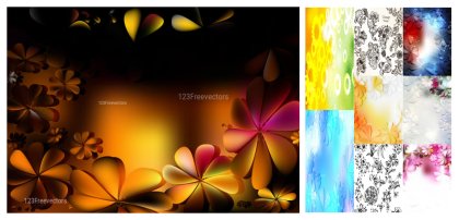Flowers Background, Hand-Drawn Sketch Flowers Vector, and Photoshop Brush Packs