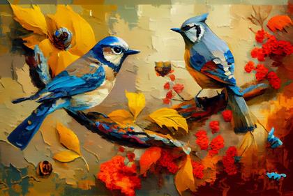 Bird Impasto Oil Painting