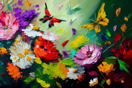Birds Impasto Painting