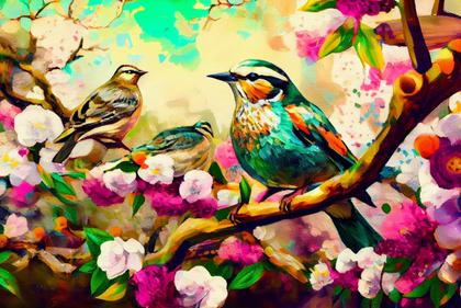 Bird Impasto Oil Painting