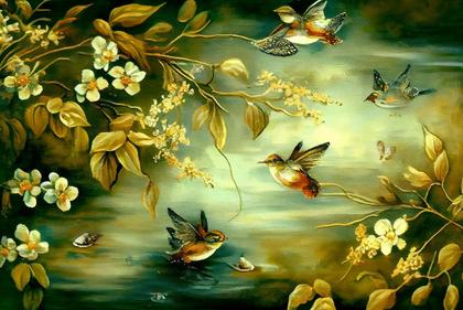 Bird Impasto Oil Painting Image