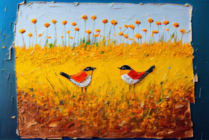 Bird Impasto Oil Painting