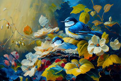 Bird Impasto Oil Painting Image