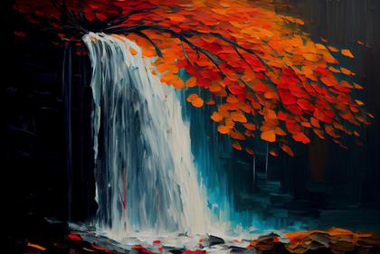 Waterfall Impasto Oil Painting