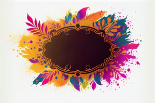 Dark Decorative Frame with Colorful Holi Watercolor Splashes