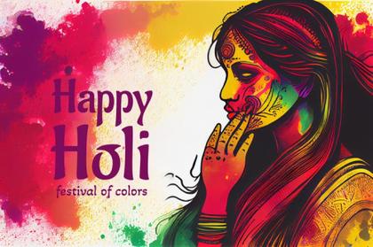 Happy Holi Girl Background