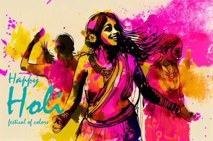 Holi Beautiful Girl background Image
