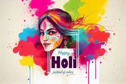 Holi Beautiful Girl background Image