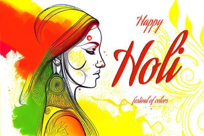 Happy Holi Girl Background