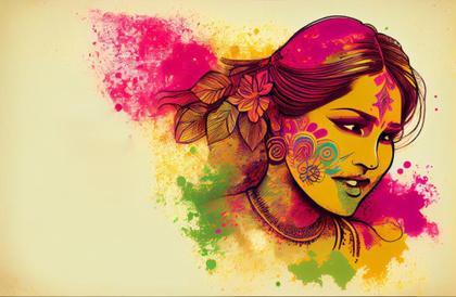 Happy Holi Girl Background