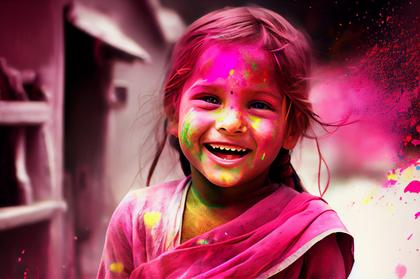 Girl Playing Holi Image