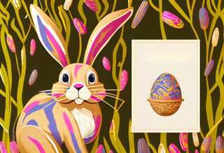 Abstract Easter Bunny With Decorative Framed Egg Graphic