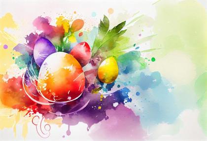 Watercolor Colorful Easter Card Background