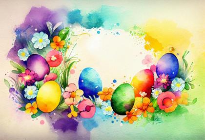 Watercolor Colorful Easter Card Background Image