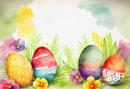 Watercolor Colorful Easter Card Background