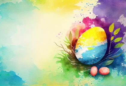 Watercolor Colorful Easter Card Background