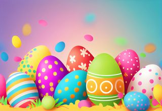 Vibrant Patterned Easter Eggs With Soft Multi-Colored Gradient Background
