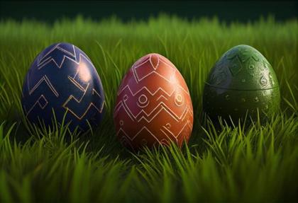 Easter Eggs in Grass Image
