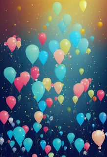 Colorful Floating Celebration Balloons on Dark Gradient Background