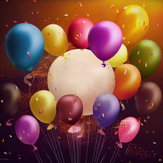Colorful Floating Party Balloons With Central Blank Space
