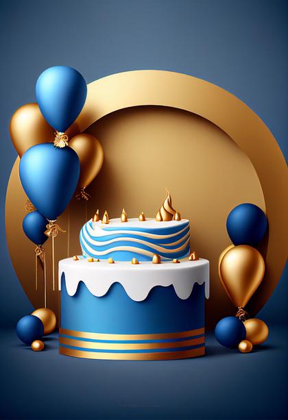 Blue and Gold Happy Birthday Background