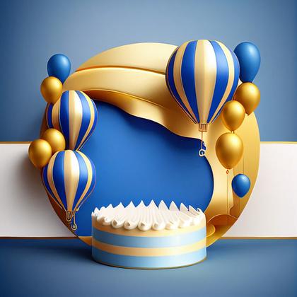 Blue and Gold Birthday Card Background Image