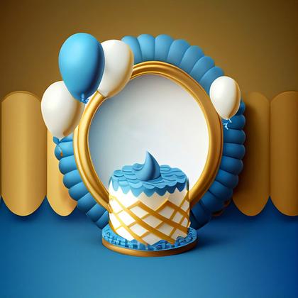 Blue and Gold Birthday Background Image