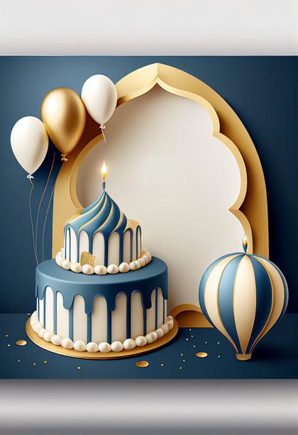 Blue and Gold Birthday Background