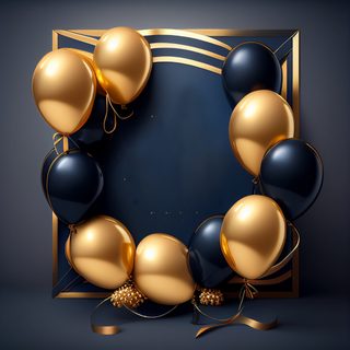 Navy and Gold Balloon Border on Dark Decorative Frame