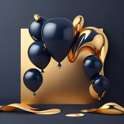 Navy and Gold Happy Birthday Background Image