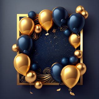 Navy and Gold Balloons Decorative Frame for Festive Invitations