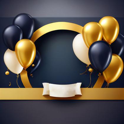 Navy and Gold Happy Birthday Background